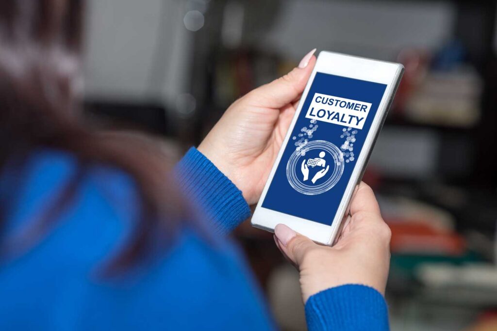 Mobile app with loyalty program and promotional alert.